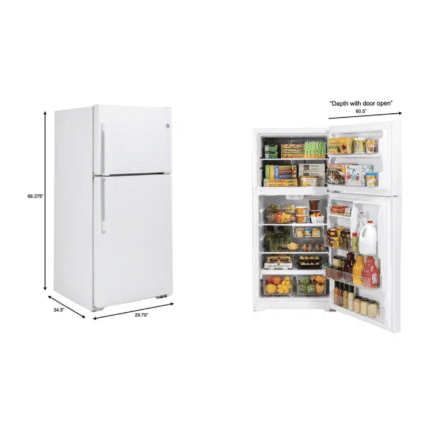 GE GTS19KGNRWW 19.2 cu. ft. Top Freezer Refrigerator in White, Garage Ready
