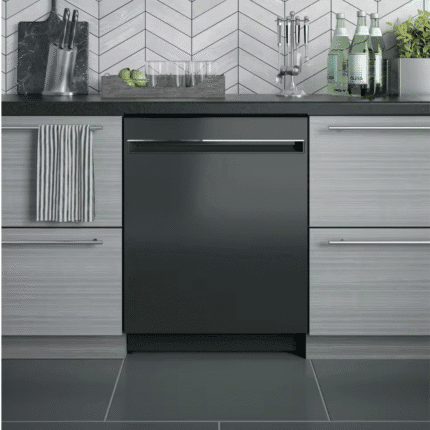 GE GDT225SGLBB 24 in. Built-In Black Top Control ADA Dishwasher with Stainless Steel Tub