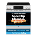 GE GRS600AVWW 30 in. 5 Burner Element Smart Slide-In Electric Convection Range in White with EasyWash Oven Tray And No-Preheat Air Fry