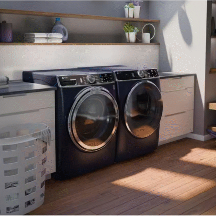 GE PFW870SPVRS& PFD87ESPVRS Profile 5.3 cu. ft. Smart Front Load Washer in Sapphire Blue,