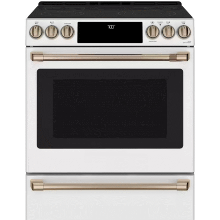 CAFE CES700P4MW2 30 in. 5 Burner Element Smart Slide-In Electric Range in Matte White with True Convection, Air Fry