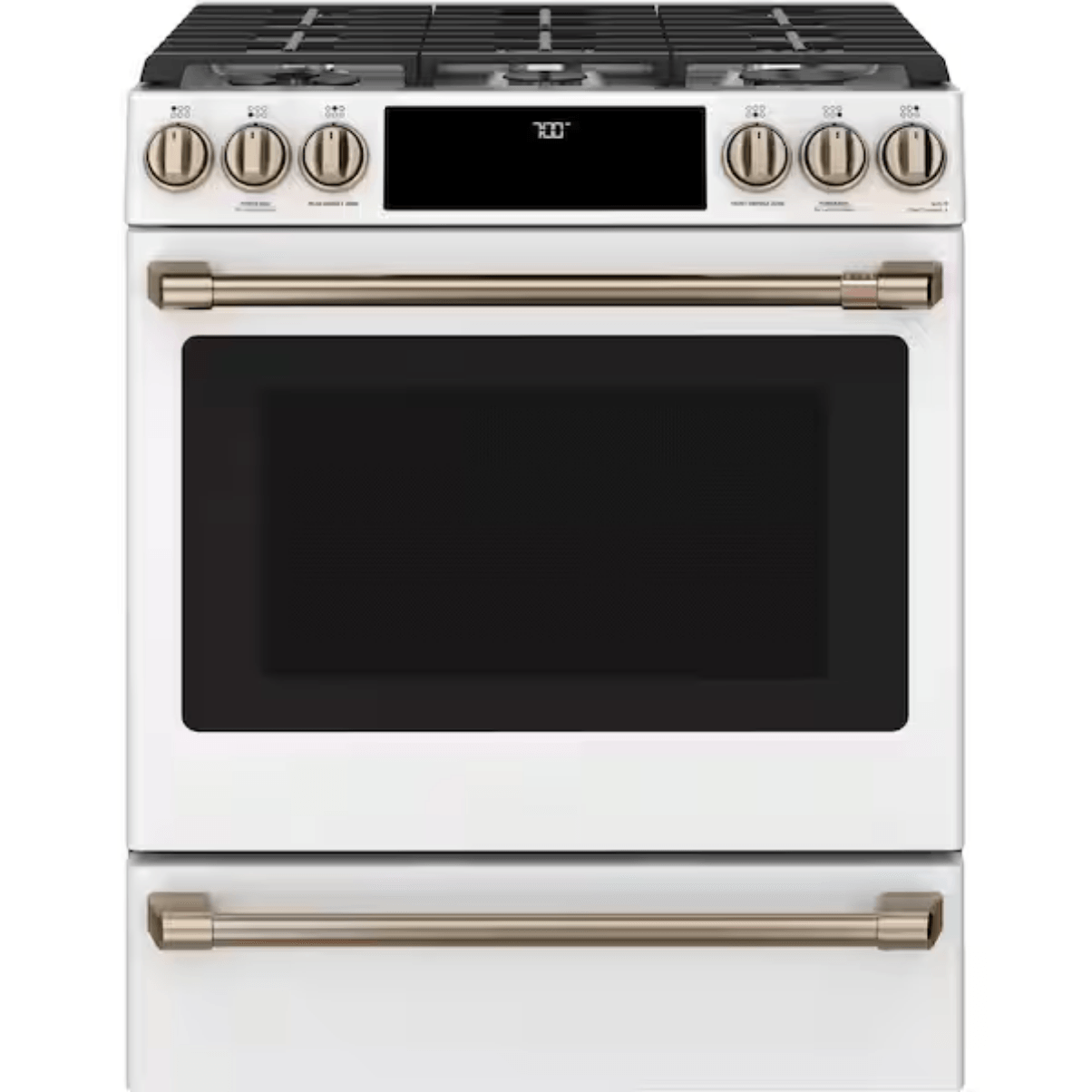 Screenshot 2025-11-21 at 15-43-36 Cafe 30 in. 5.6 cu. ft. Smart Slide-In Gas Range in Matte White with True Convection Air Fry CGS700P4MW2 - The Home Depot CAFE CGS700P4MW2 30 in. 5.6 cu. ft. Smart Slide-In Gas Range in Matte White with True Convection, Air Fry - Image 1