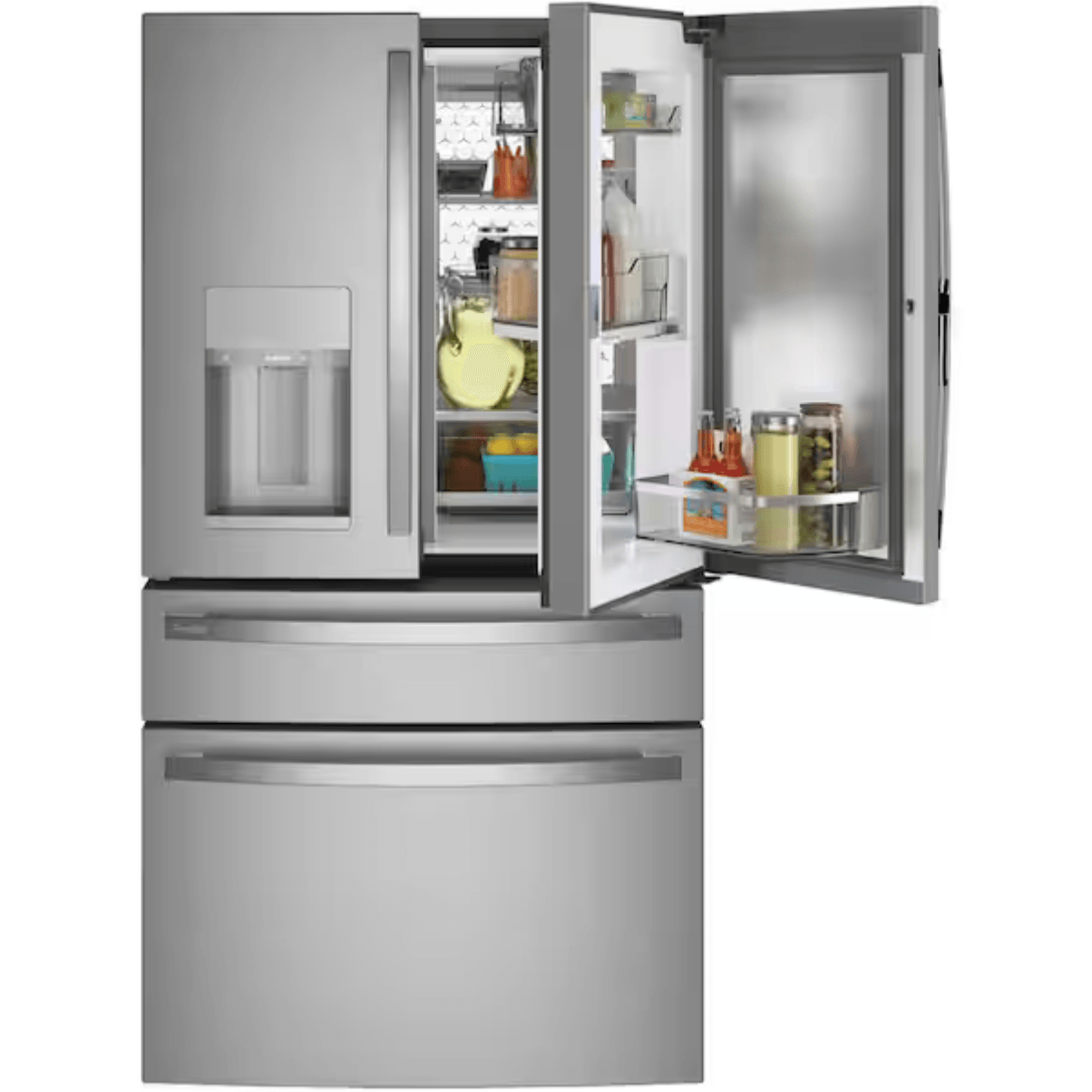 Screenshot 2025-11-28 at 17-47-52 GE Profile 22.3 cu. ft. Counter Depth Four Door French Door Refrigerator in Stainless Steel with Hands-Free Autofill PXD22BYPFS - The Home Depot GE PXD22BYPFS Profile 22.3 cu. ft. Counter Depth Four Door French Door Refrigerator in Stainless Steel with Hands-Free Autofill - Image 1