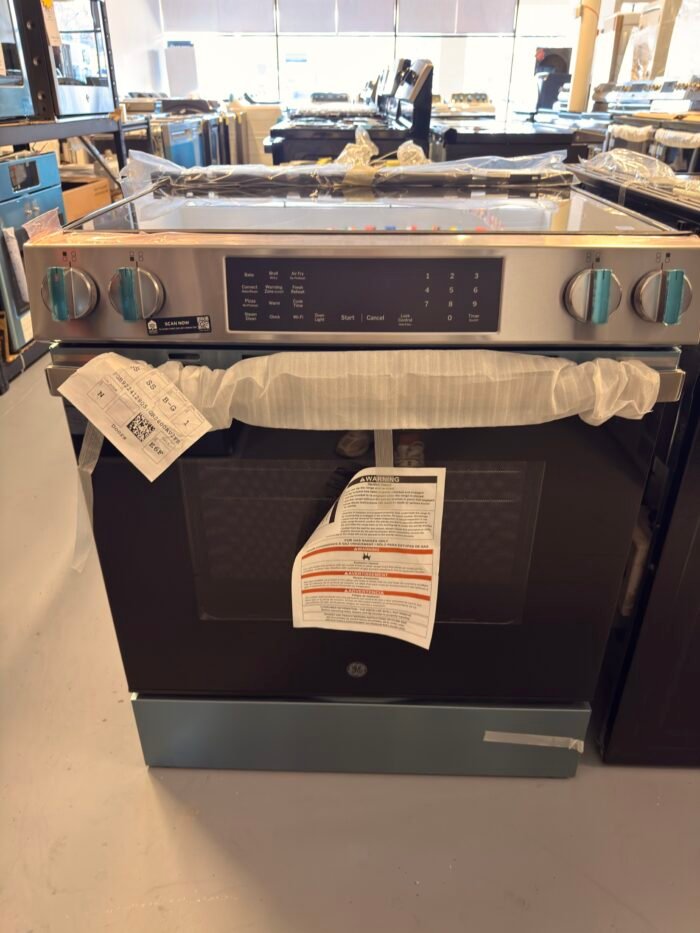 GE GRS600AVFS 30 in. 5 Burner Element Smart Slide-In Electric Convection Range in Stainless w/ EasyWash Oven Tray & No-Preheat Air Fry - Image 2