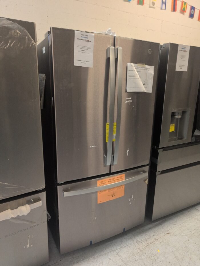 GE GNE27JYMFS 27 cu. ft. French Door Refrigerator in Fingerprint Resistant Stainless with Internal Dispenser, - Image 2