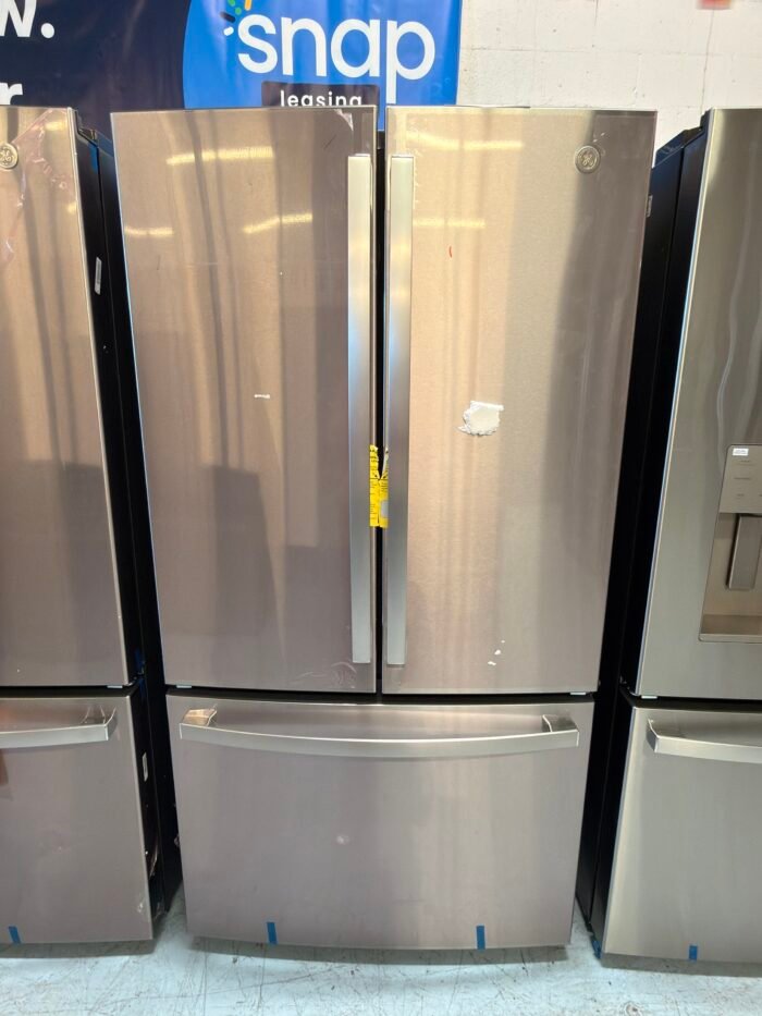 GE GNE27JYMFS 27 cu. ft. French Door Refrigerator in Fingerprint Resistant Stainless with Internal Dispenser, - Image 2
