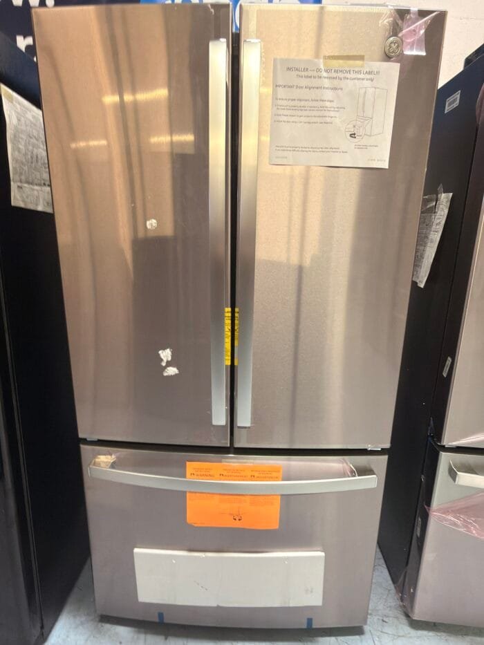 GE GNE27JYMFS 27 cu. ft. French Door Refrigerator in Fingerprint Resistant Stainless with Internal Dispenser - Image 2