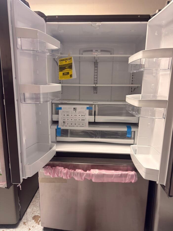 GE GWE23GYNFS 23.1 cu. ft. French Door Refrigerator in Fingerprint Resistant Stainless Steel, Counter Depth - Image 3