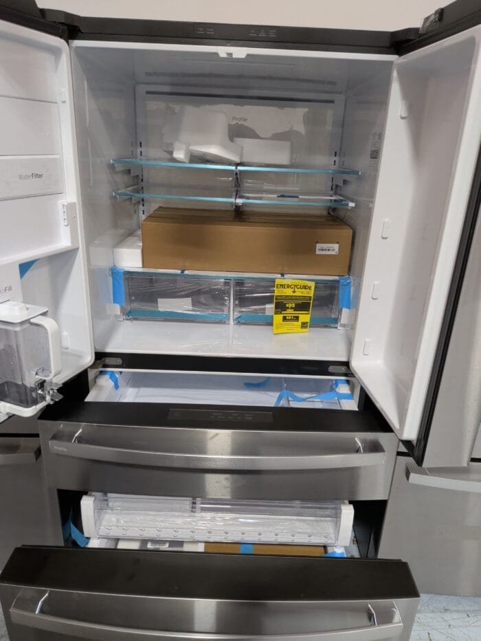 GE profile PGE29BYTFS  28.7 cu. ft. 4-Door French Door Refrigerator in Stainless Steel with Dual-Dispense Autofill Pitcher - Image 3