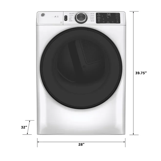 GE GFD55ESSNEW GE GFD55ESSNEW 7.8 cu. ft. Smart Front Load Electric Dryer in White with Sanitize Cycle, ENERGY STAR - Image 1