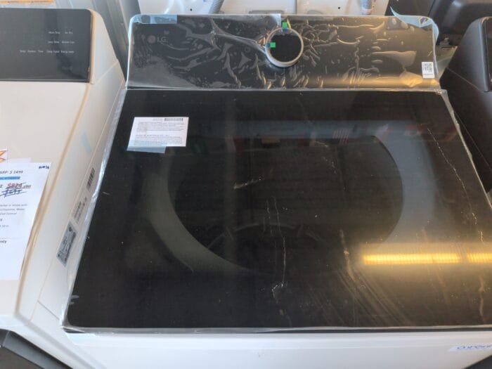 LG set DLE8400WE 7.3 cu. ft. Ultra Large Capacity Rear Control Electric Dryer  Door and AI Sensing and  WT8600CW 5.5 cu. ft. Mega Capacity Smart Top Load Washer with Impeller, EasyUnload  Water Faucet & LCD Digital Dial Control - Image 3