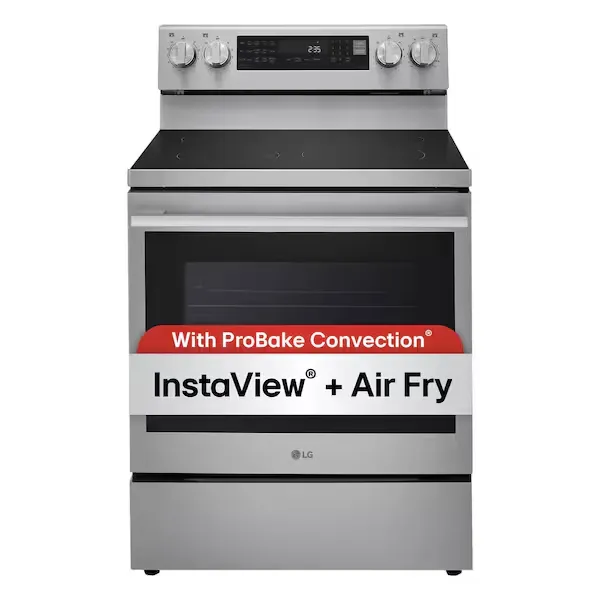 LG LREN6325XE (2) LG LREN6325XE 30 in., 6.3 cu. ft. Smart Wi-Fi True Convection Insta View 5-Burner Electric Oven w/ Air Fry Printproof Stainless Steel - Image 1