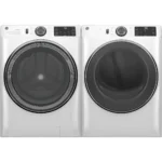 GE GFW655SSVWW 5.0 cu. ft. Capacity Smart Front Load Steam Washer with SmartDispense™ UltraFresh Vent System with OdorBlock™ and Steam & GFD65ESSVWW  7.8 cu. ft. Capacity Smart Front Load Electric Dryer with Steam and Sanitize Cycle