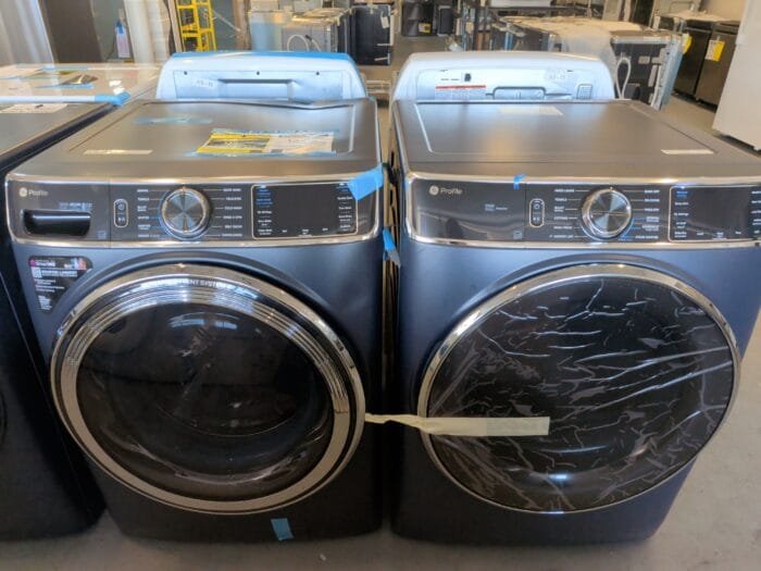 GE Profile PFW870SPVRS 5.3 cu. ft. Smart Front Load Washer in Sapphire Blue w/OdorBlock UltraFresh Vent System, Microban  & GE Profile PFD87ESPVRS 7.8 cu. ft. vented Electric Dryer in Sapphire Blue with Steam and Sanitize Cycle - Image 2