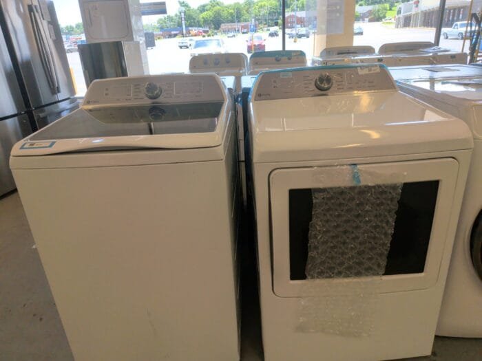 GE Profile PTW600BSRW 5.0 cu. ft. High-Efficiency Smart Top Load Washer in White with Impeller and Microban Technology S & GE Profile  PTD60EBSRWS 7.4 cu. ft. Smart Electric Dryer in White with Sanitize Cycle and Sensor Dry - Image 2
