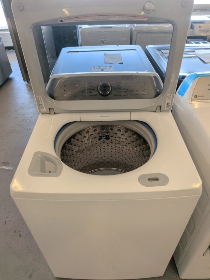 GE Profile PTW600BSRW 5.0 cu. ft. High-Efficiency Smart Top Load Washer in White with Impeller and Microban Technology S & GE Profile  PTD60EBSRWS 7.4 cu. ft. Smart Electric Dryer in White with Sanitize Cycle and Sensor Dry - Image 4