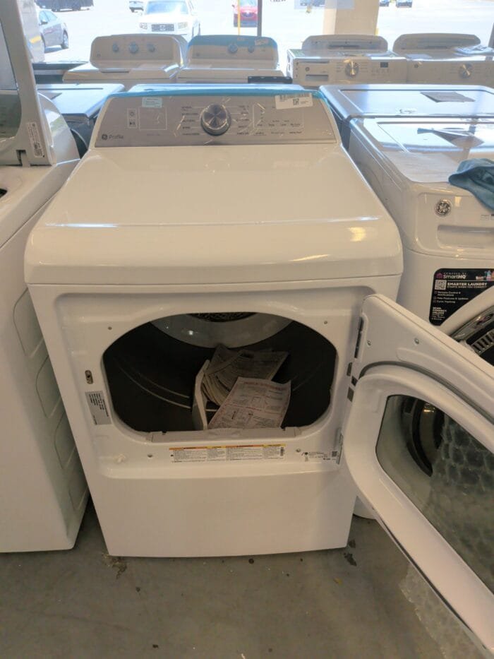 GE Profile PTW600BSRW 5.0 cu. ft. High-Efficiency Smart Top Load Washer in White with Impeller and Microban Technology S & GE Profile  PTD60EBSRWS 7.4 cu. ft. Smart Electric Dryer in White with Sanitize Cycle and Sensor Dry - Image 5